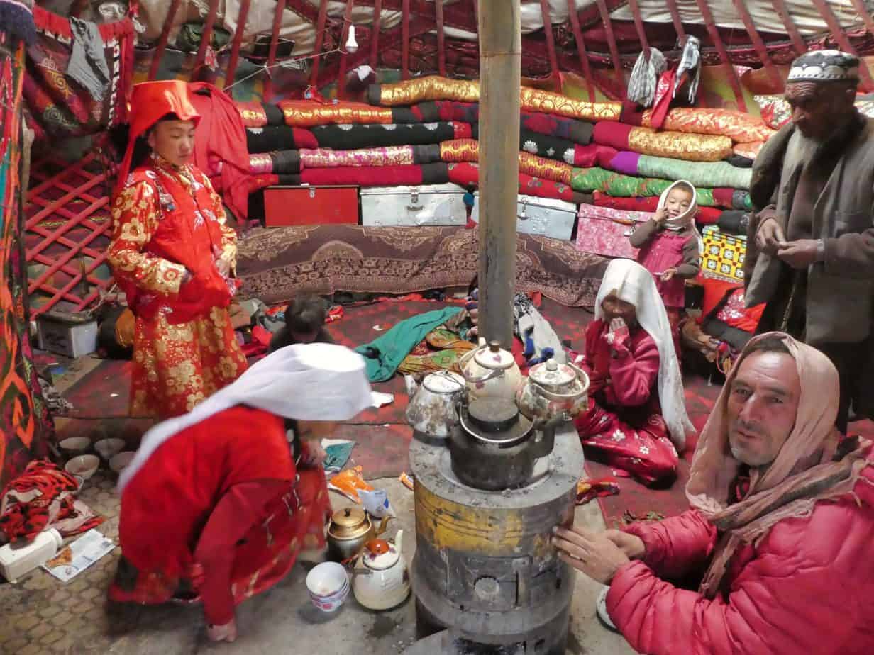 The Kyrgyz nomadic people live at the far Eastern end of the Wakhan Corridor