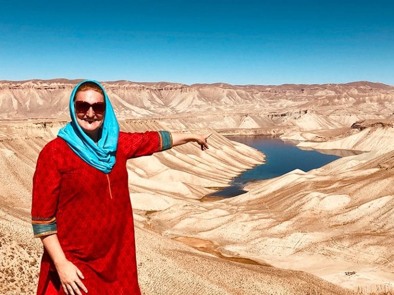 Untamed Borders guest in Band-e Amir National Park in Afghanistan