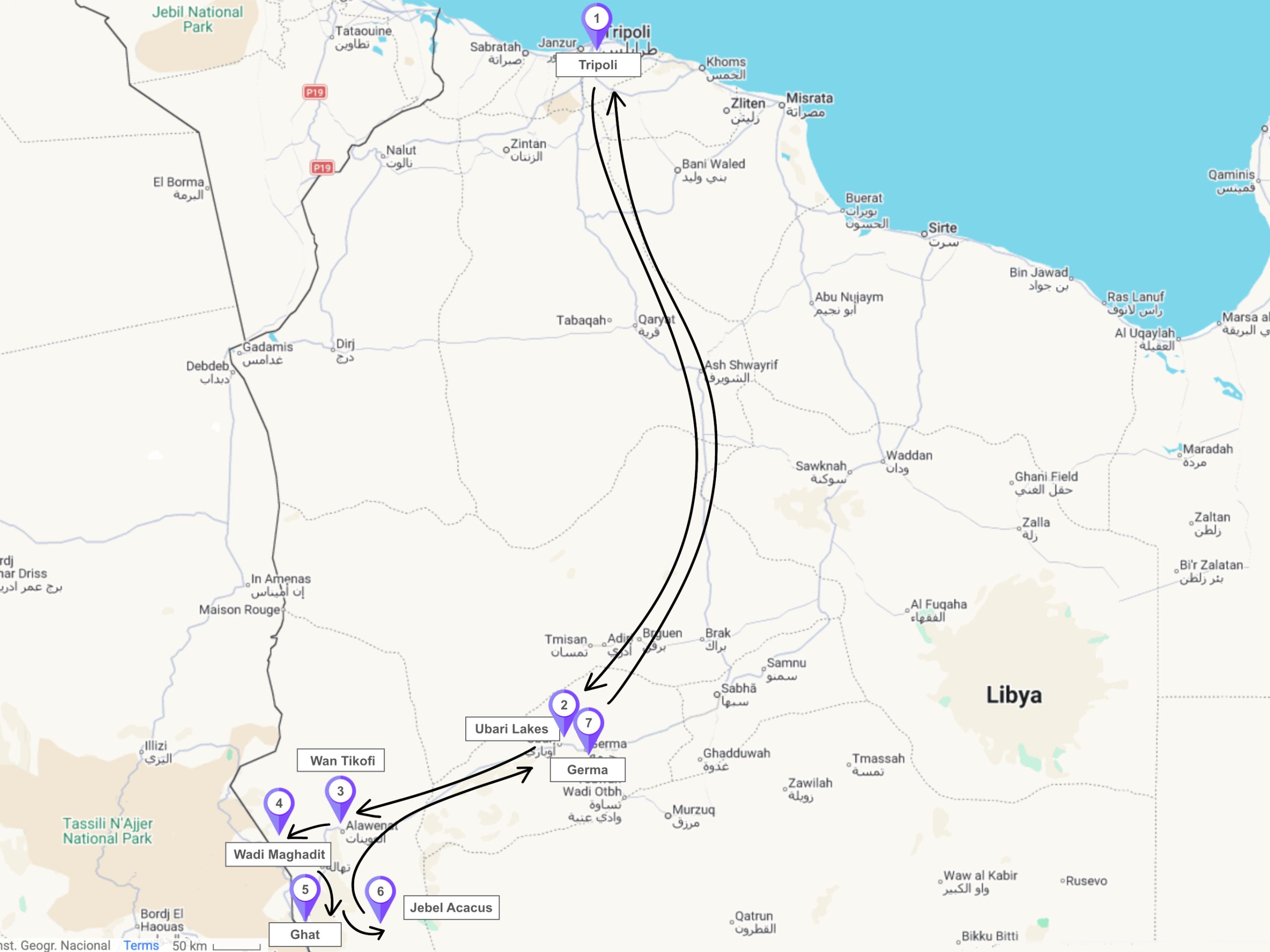 South of Libya group trip map