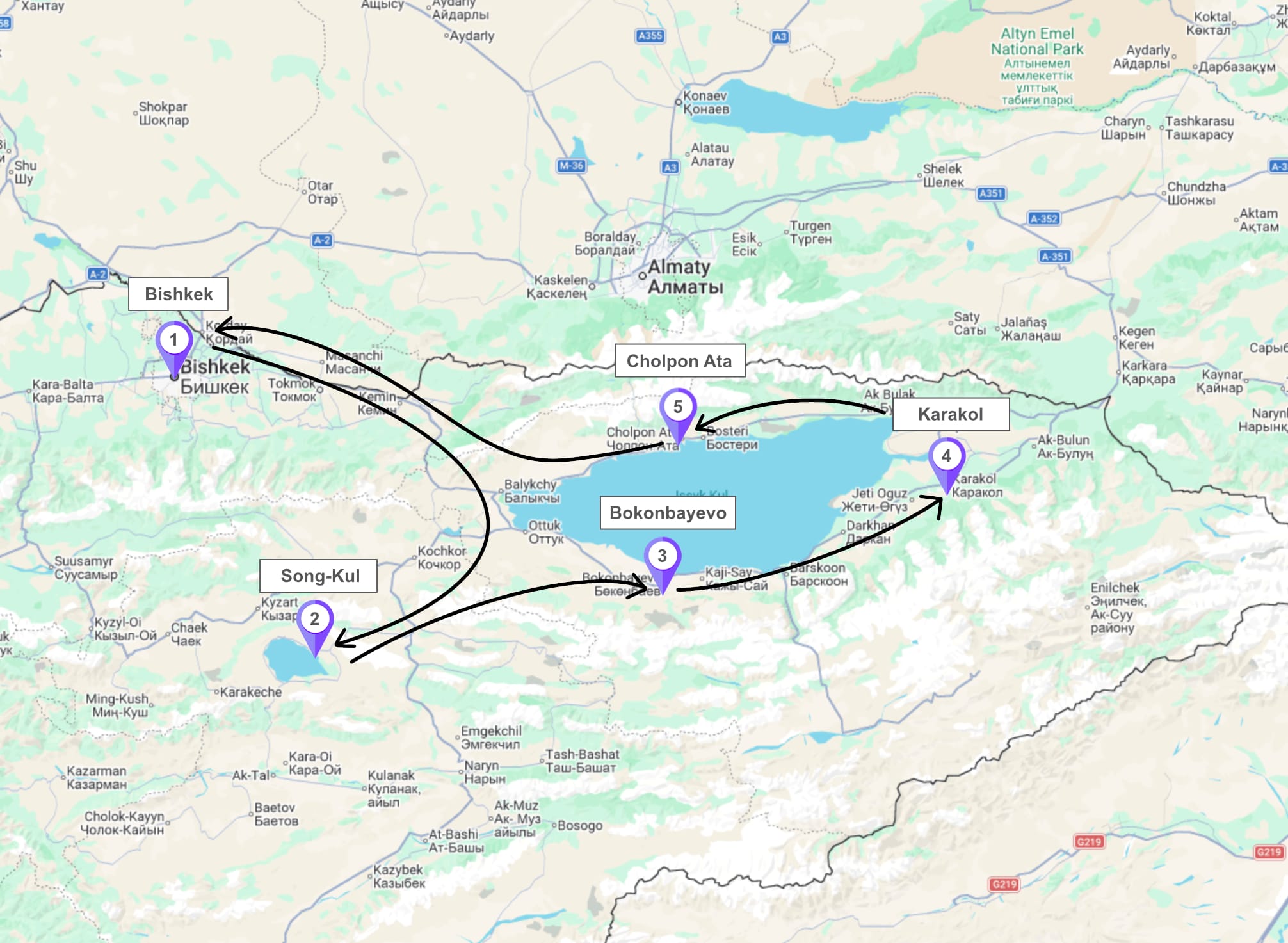 World Nomad Games group trip route.